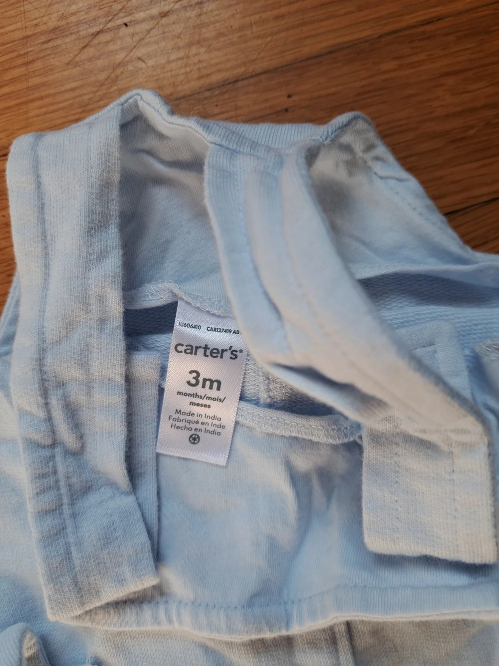 Carter's Light Blue Baby Overalls with Cat Pocket Faces